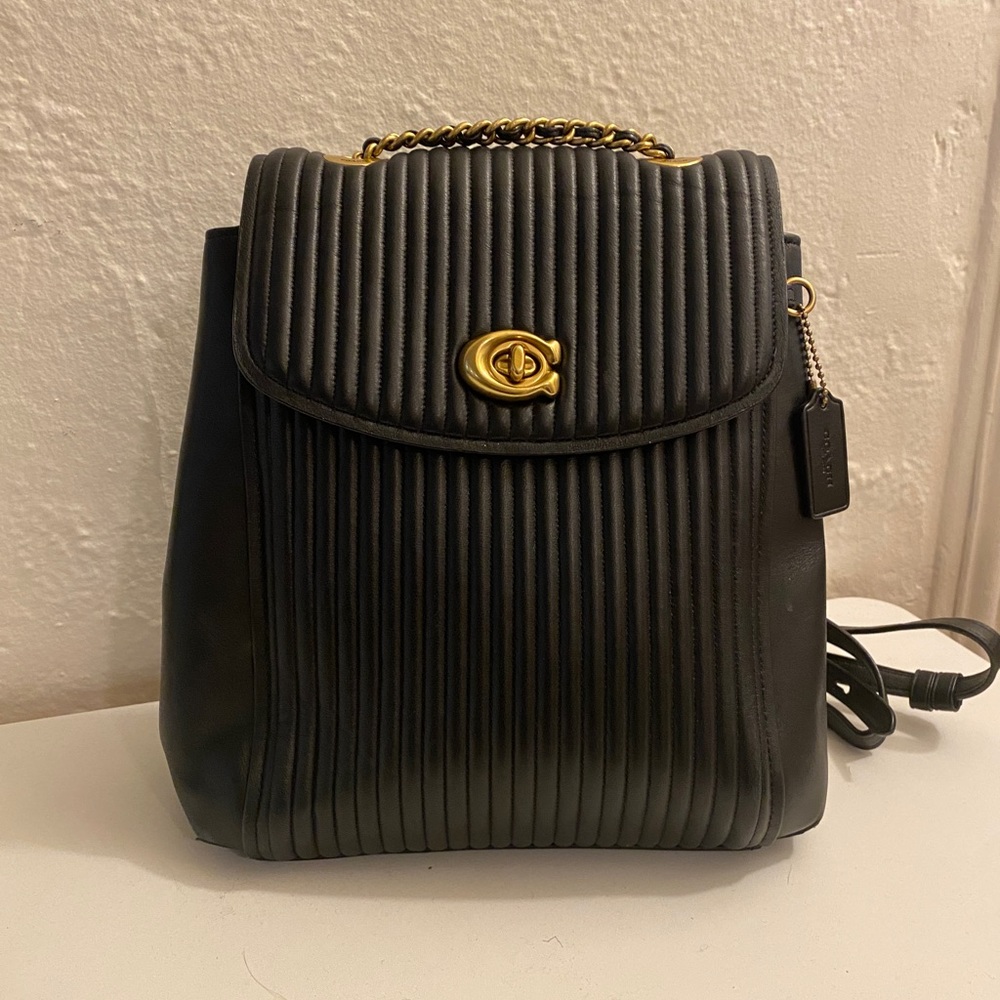 Coach Parker convertible backpack in black quilted leather